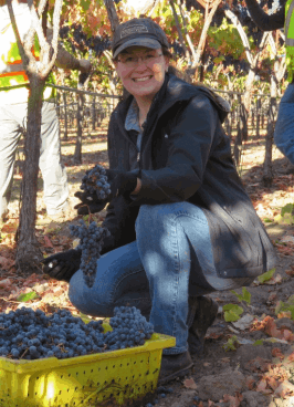 Julie Lumgair in the vineyard