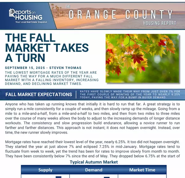 Orange County Housing Report: The Fall Market Takes a Turn