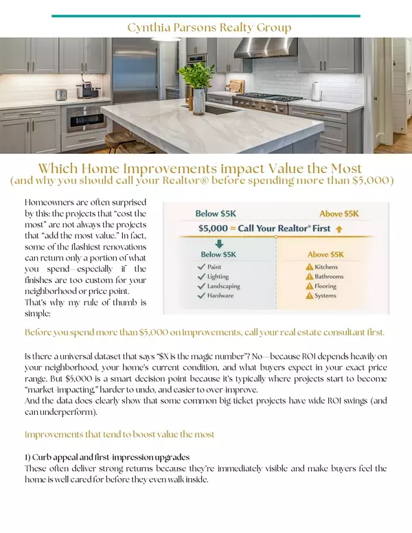 Which home improvements impact value the most (and why you should call your Realtor® before spending more than $5,000)