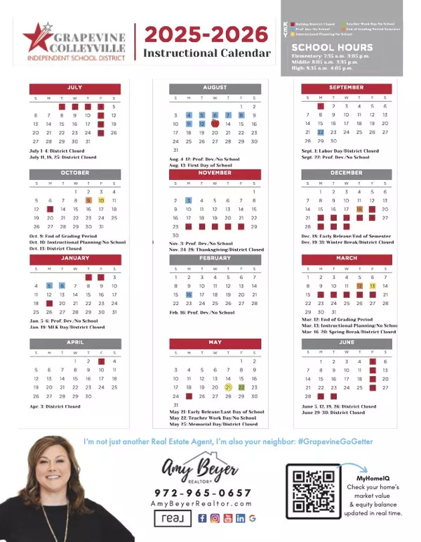 GC ISD School Calendar 2025-26