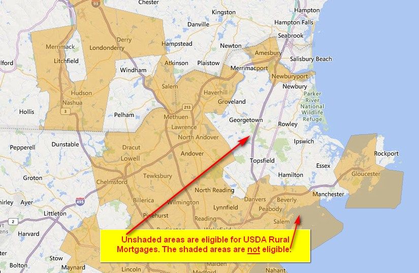 USDA Rural Mortgage Map Massachusetts