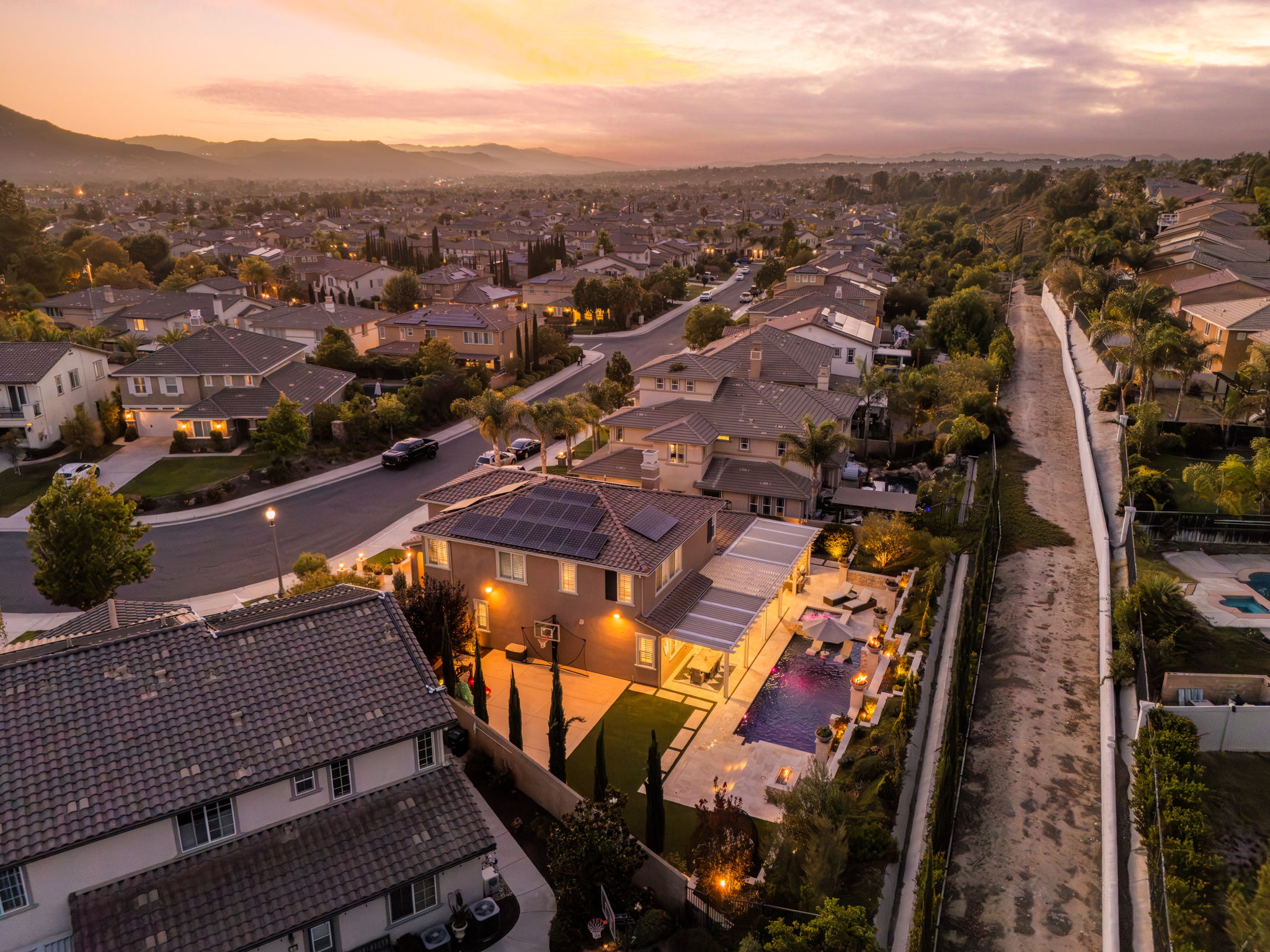 Aerial view of Wolf Creek neighborhood and 46394 Durango Drive