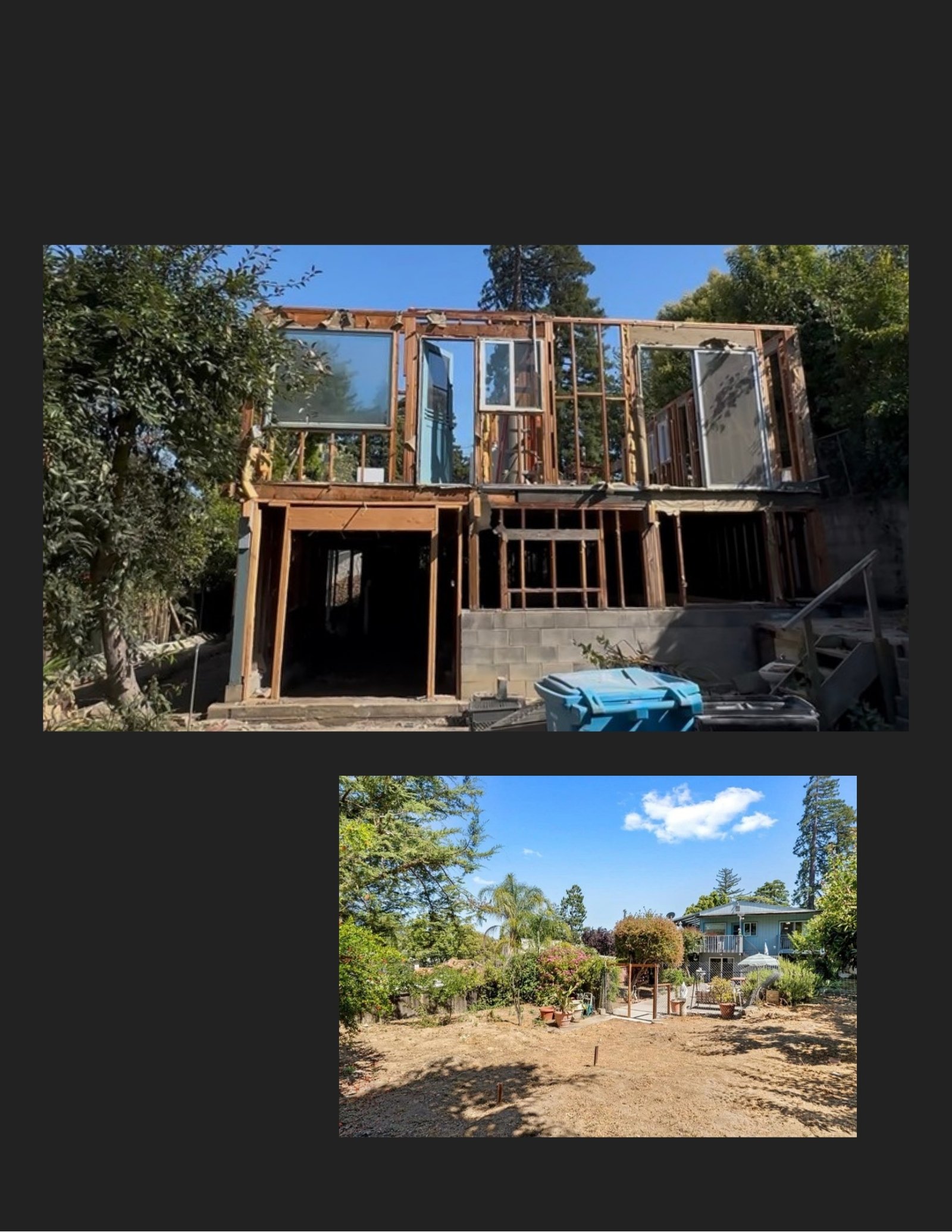 Rear framing and the cleared lot