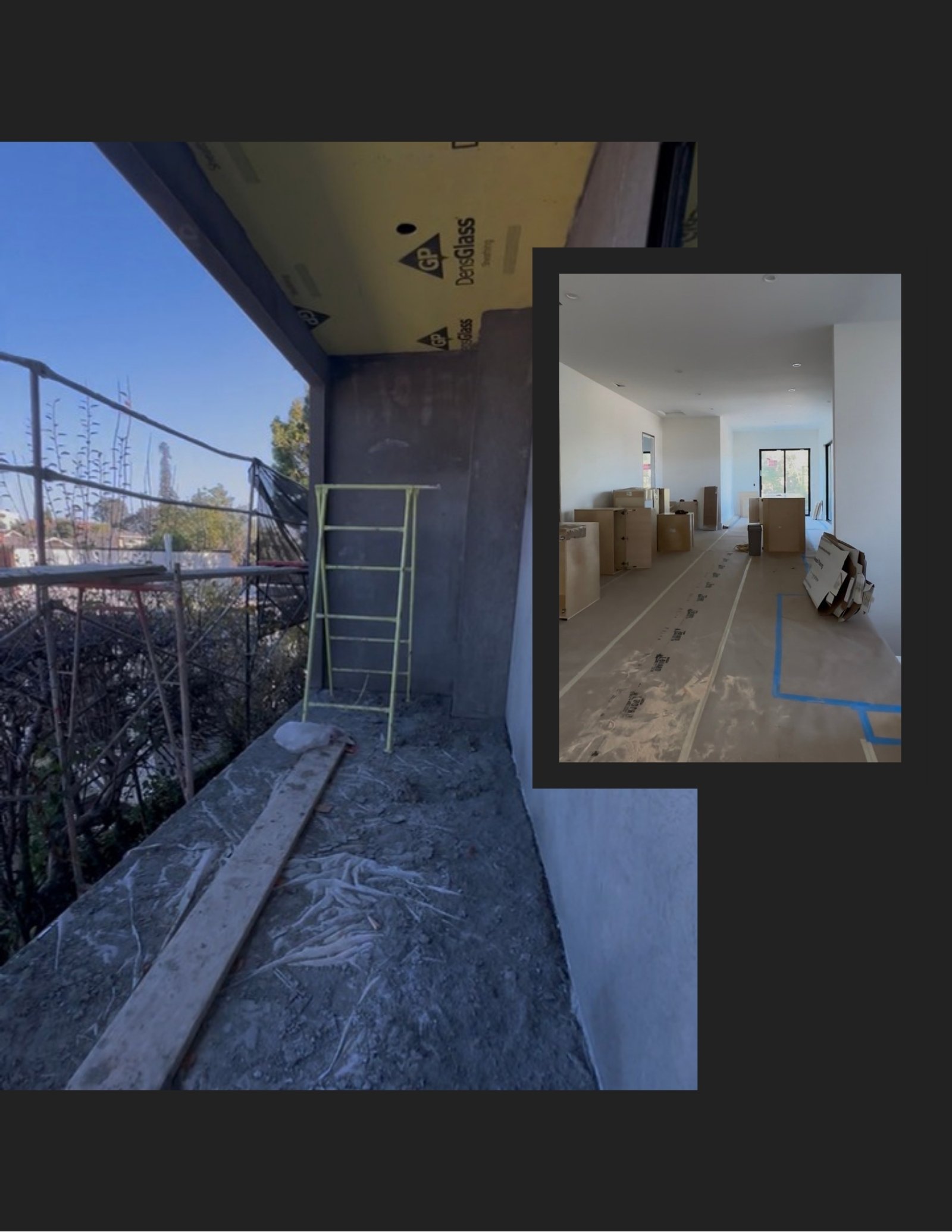 Balcony waterproofing and interior drywall