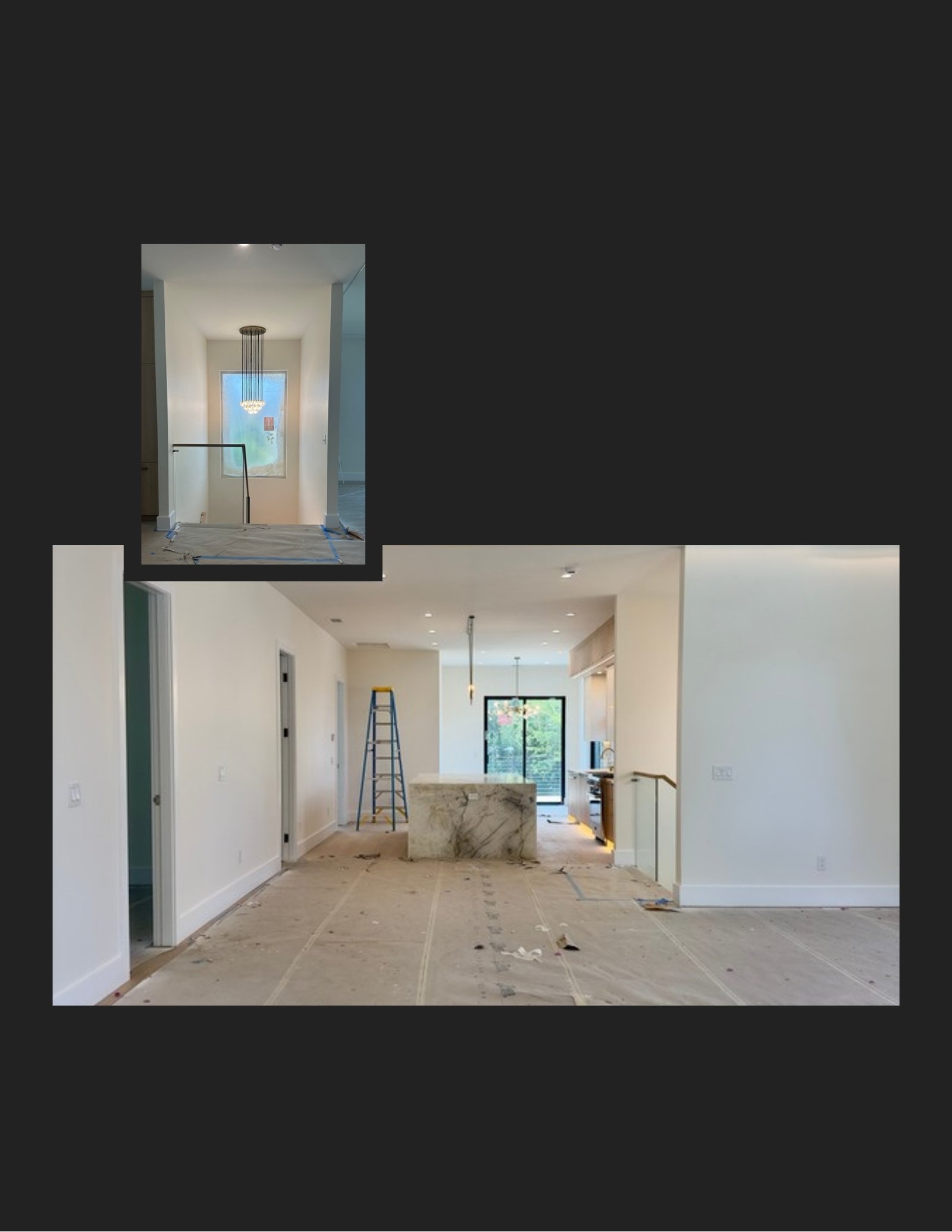 Kitchen island being installed