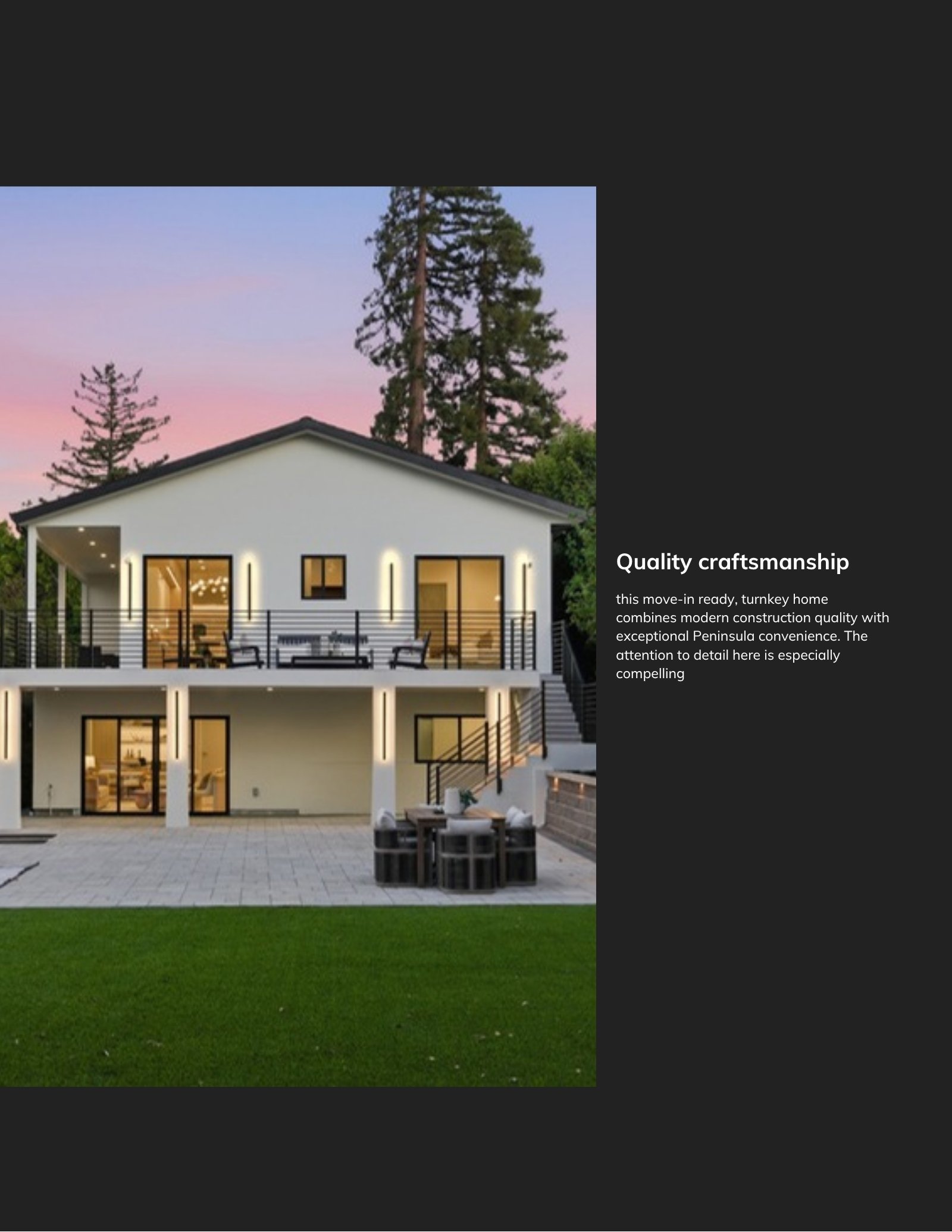 Finished rear exterior at twilight