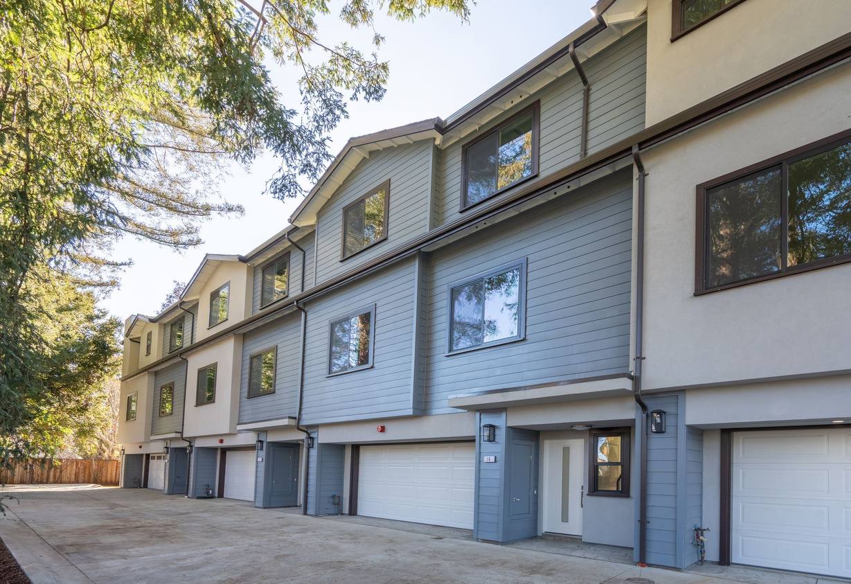 The row of four townhomes