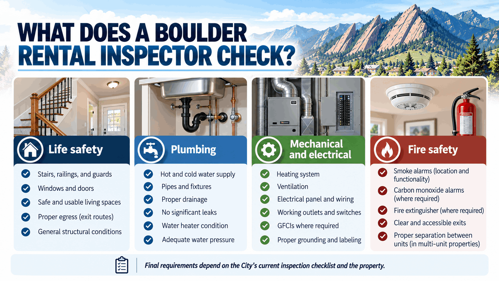 Four major areas covered by Boulder rental housing safety inspections