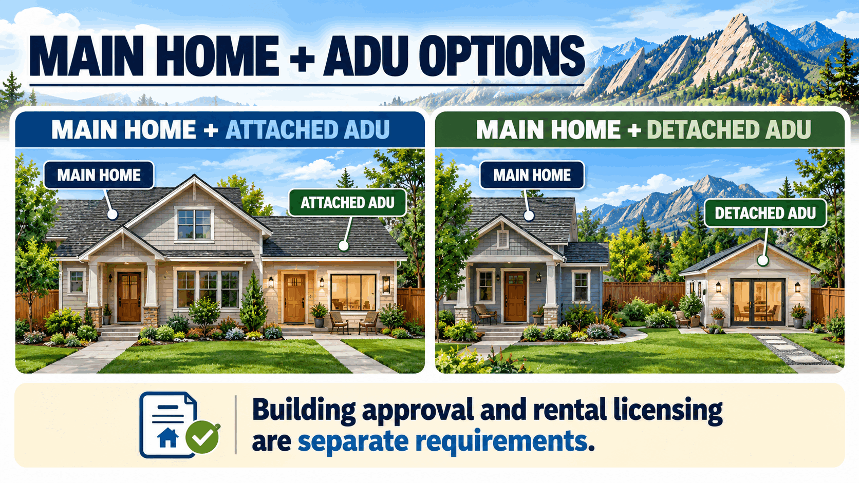 Attached and detached Boulder accessory dwelling units illustrating separate rental licensing requirements
