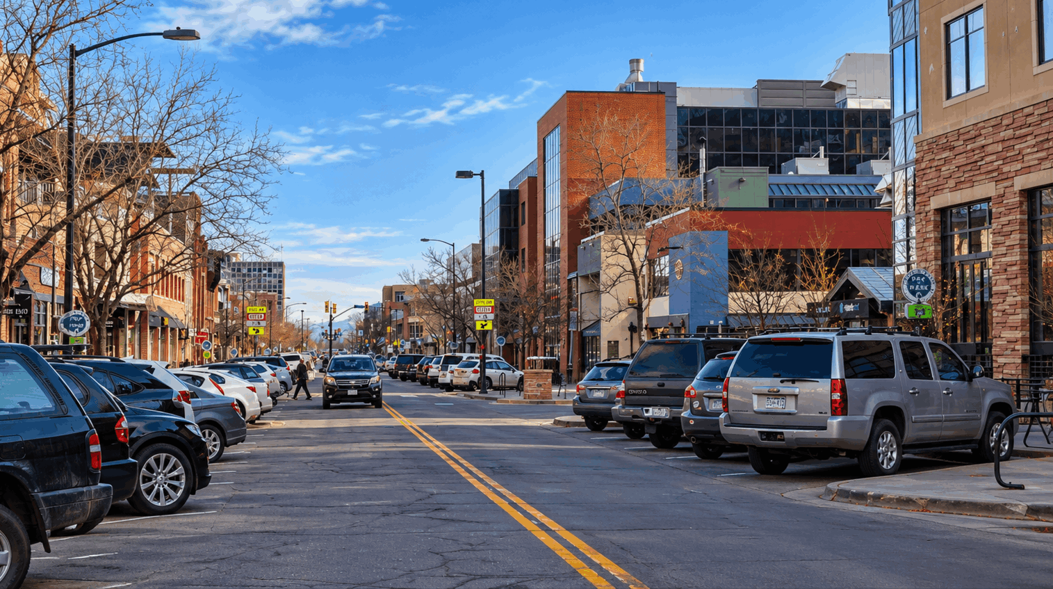 Downtown Boulder Colorado neighborhood streetscape