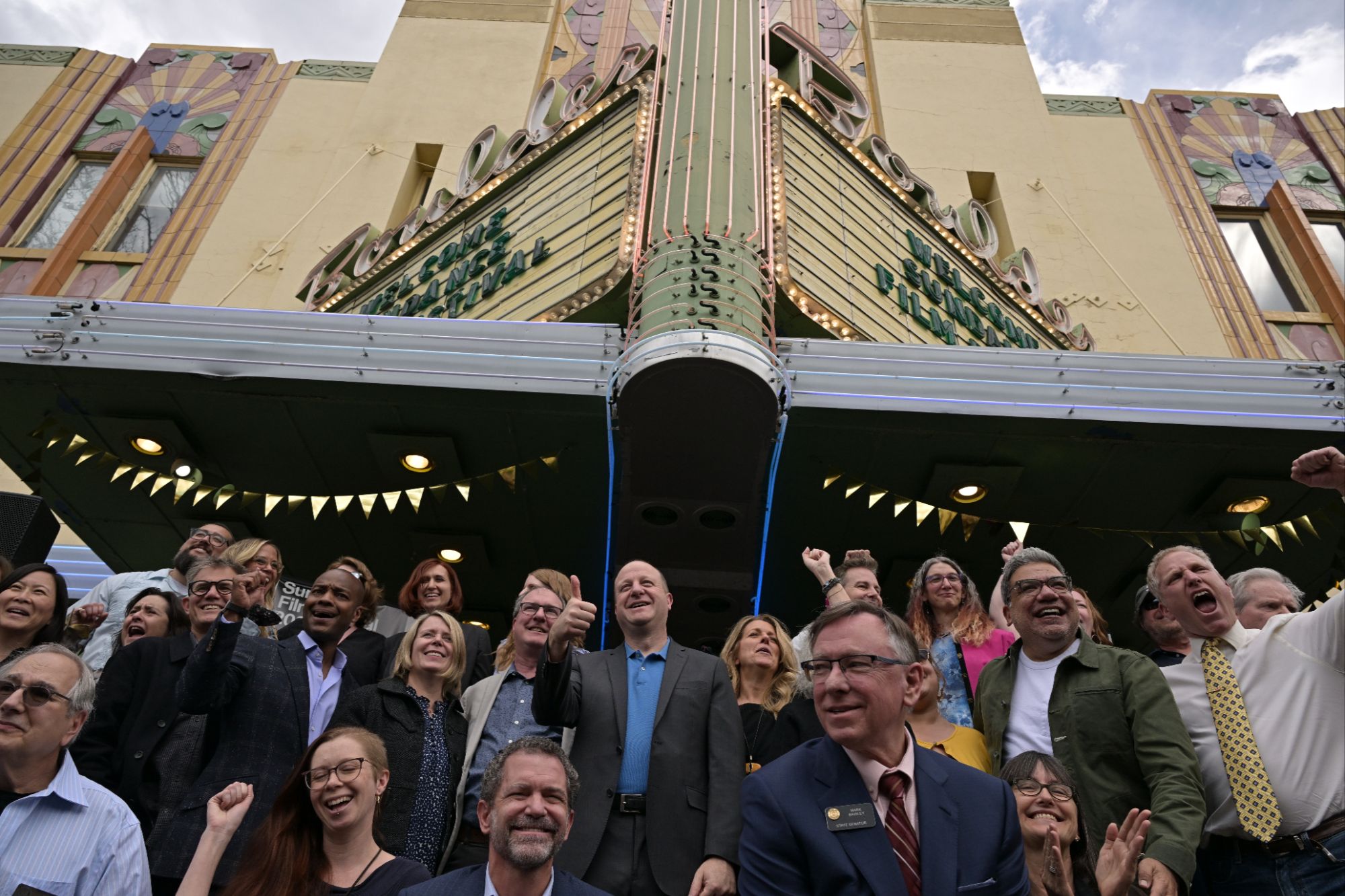 Crowds gathering in downtown Boulder for the Boulder International Film Festival.