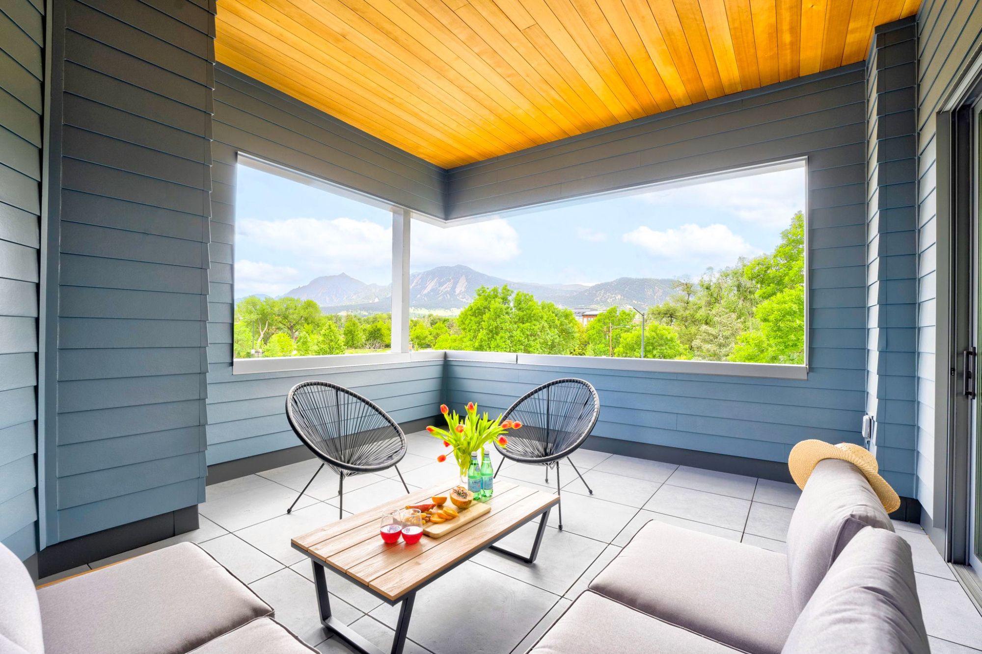 Staged Boulder home interior prepared for festival lodging during Sundance season.