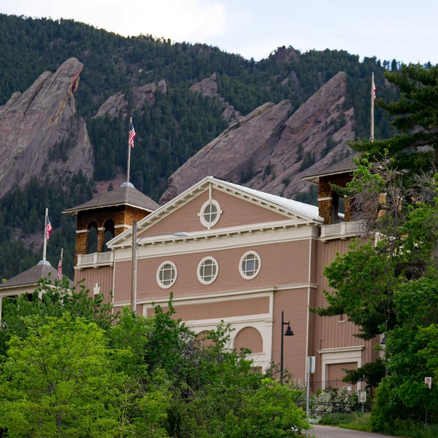 Chautauqua Auditorium near the Flatirons in Boulder before Sundance festival season.
