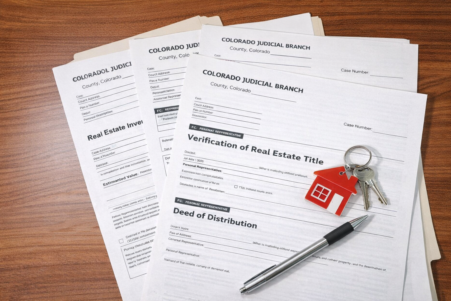 Probate and real estate documents prepared for the sale of a Boulder home during probate.
