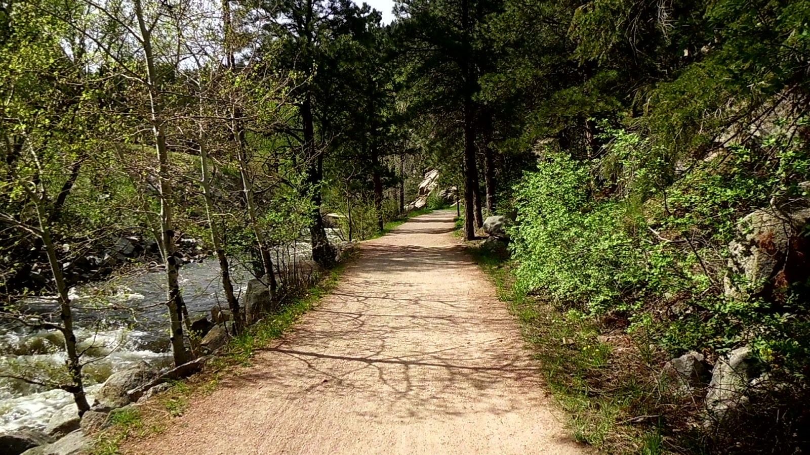 Boulder Creek Path winding through central Boulder, Colorado.