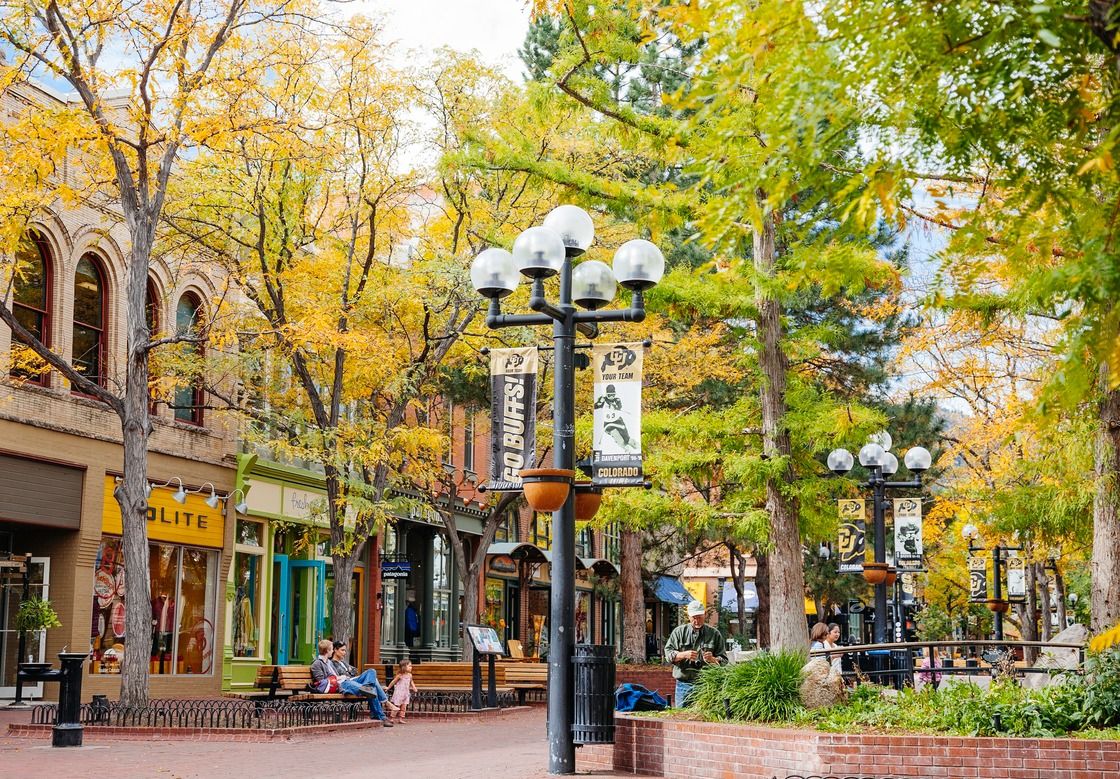 Visitors walking along Pearl Street Mall in downtown Boulder.