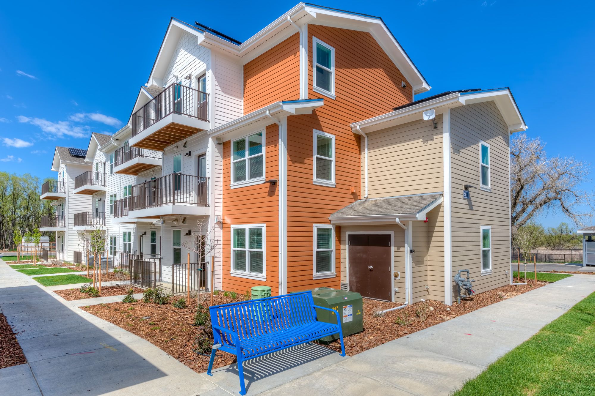Palo Park affordable housing development by Boulder Housing Partners showing residential homes in Boulder, Colorado