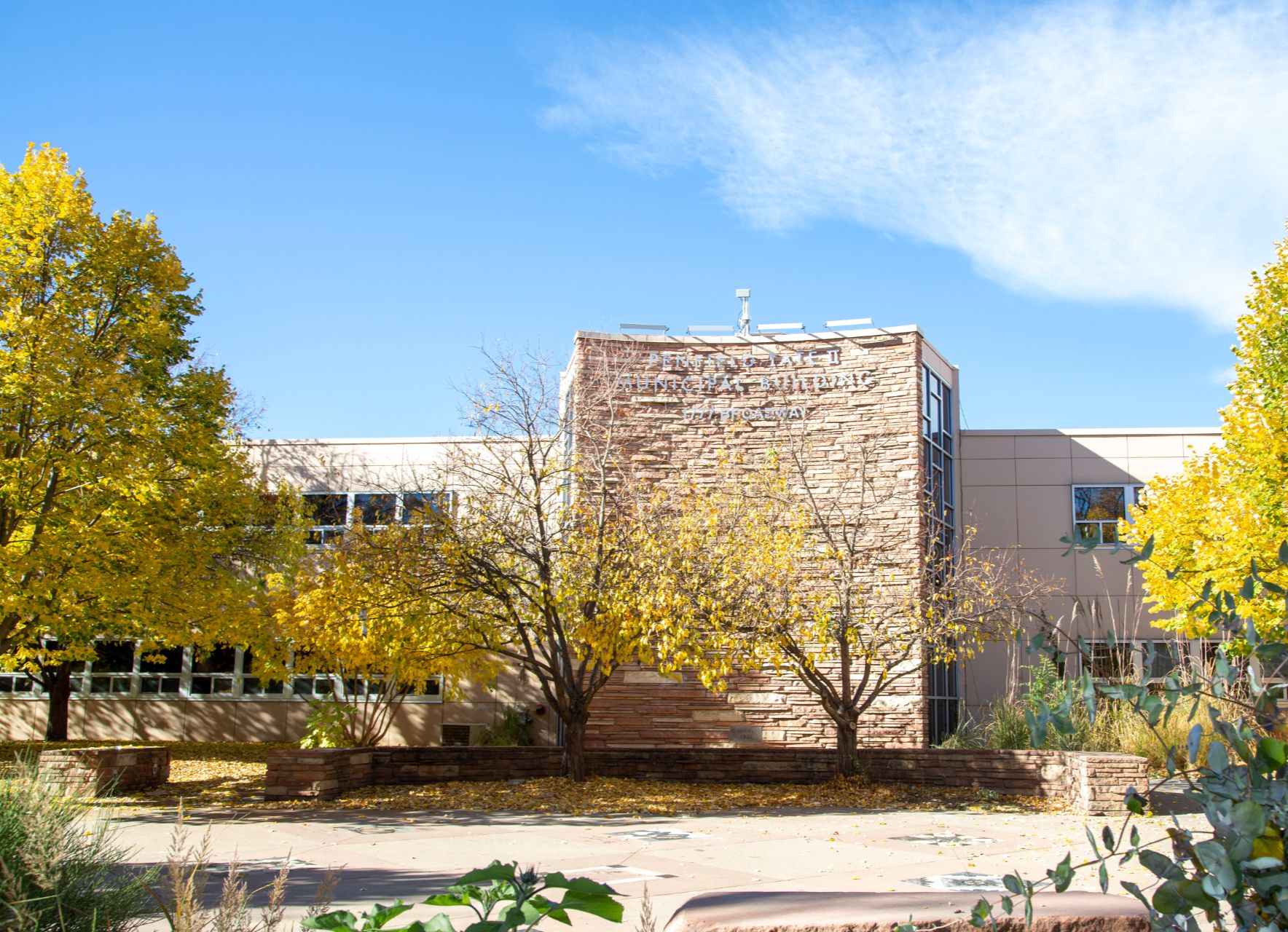 Boulder City Hall Penfield Tate II Municipal Building at 1777 Broadway in Boulder, Colorado where City Council meets