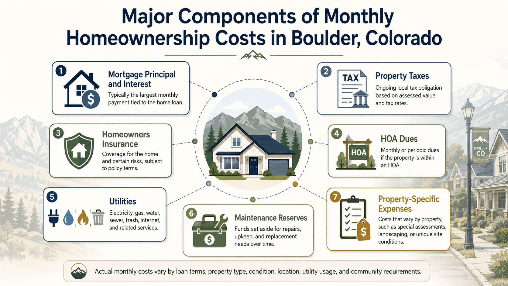 Breakdown of monthly homeownership costs for Boulder Colorado buyers