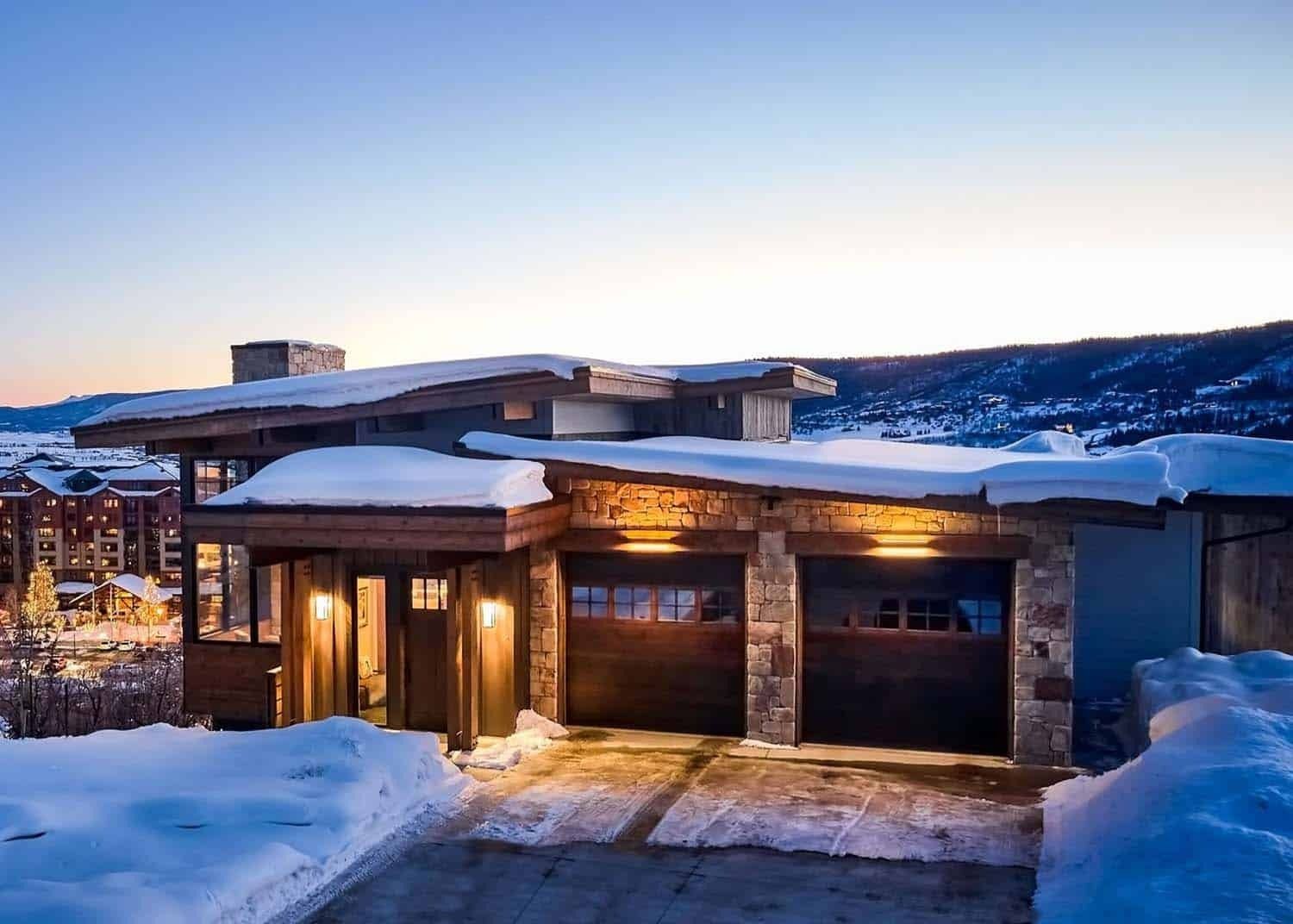 Boulder, Colorado home exterior with snow and clear mountain light