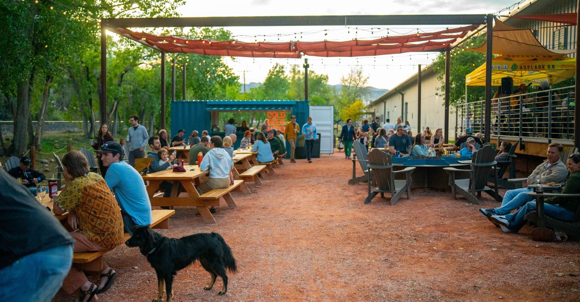 Outdoor dinner and local craft beer after a day of exploring Boulder.