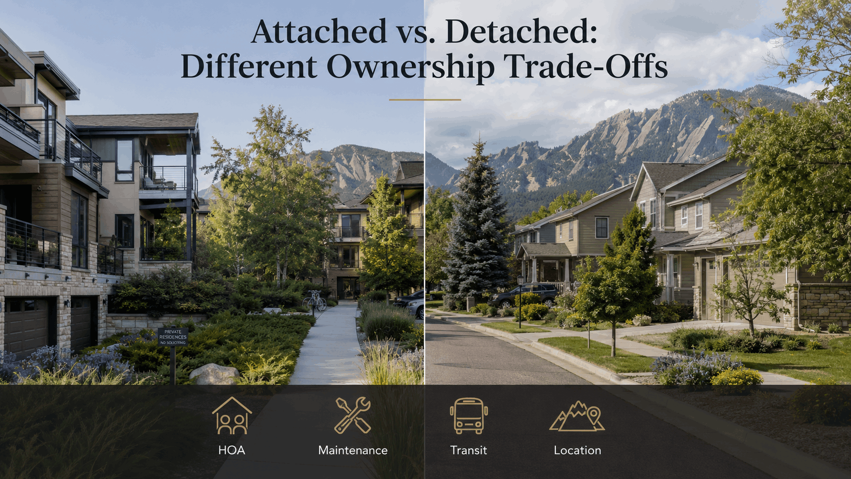 Attached and detached housing options for first-time buyers in Boulder