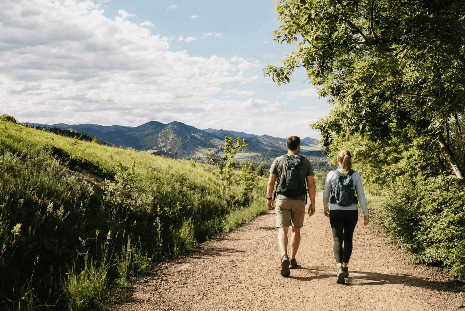 Hikers near Colorado Chautauqua lodging at the base of the Boulder Flatirons