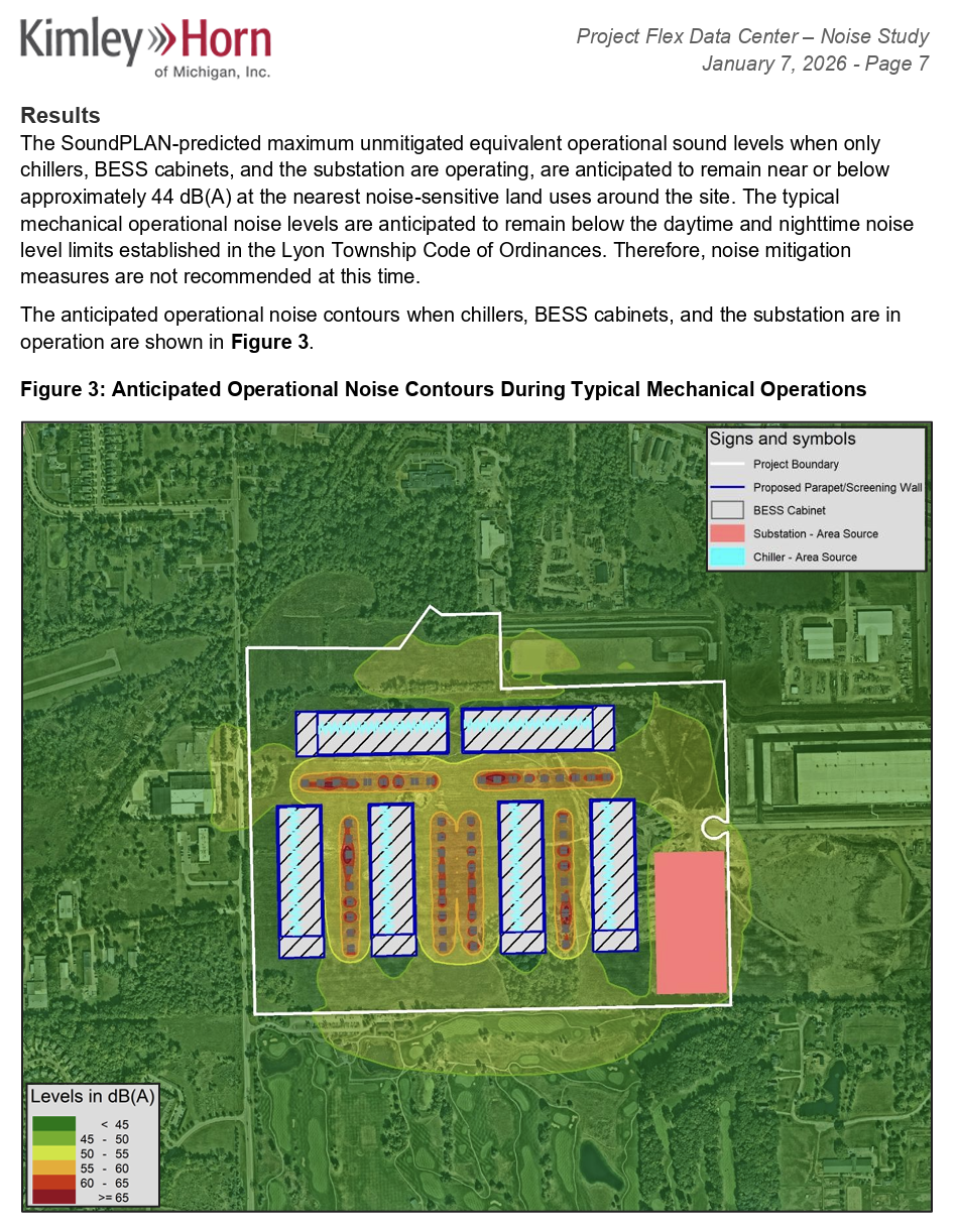 Project Flex data center site location and surrounding land uses in Lyon Township.