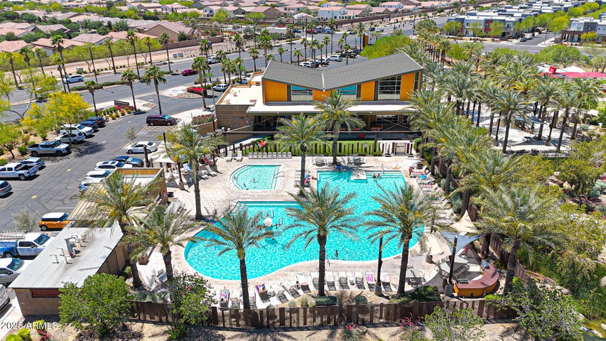 Master-planned community in Mesa Arizona with parks and modern homes. 