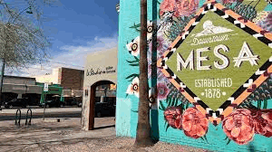 Downtown Mesa AZ walkable neighborhood with shops and restaurants