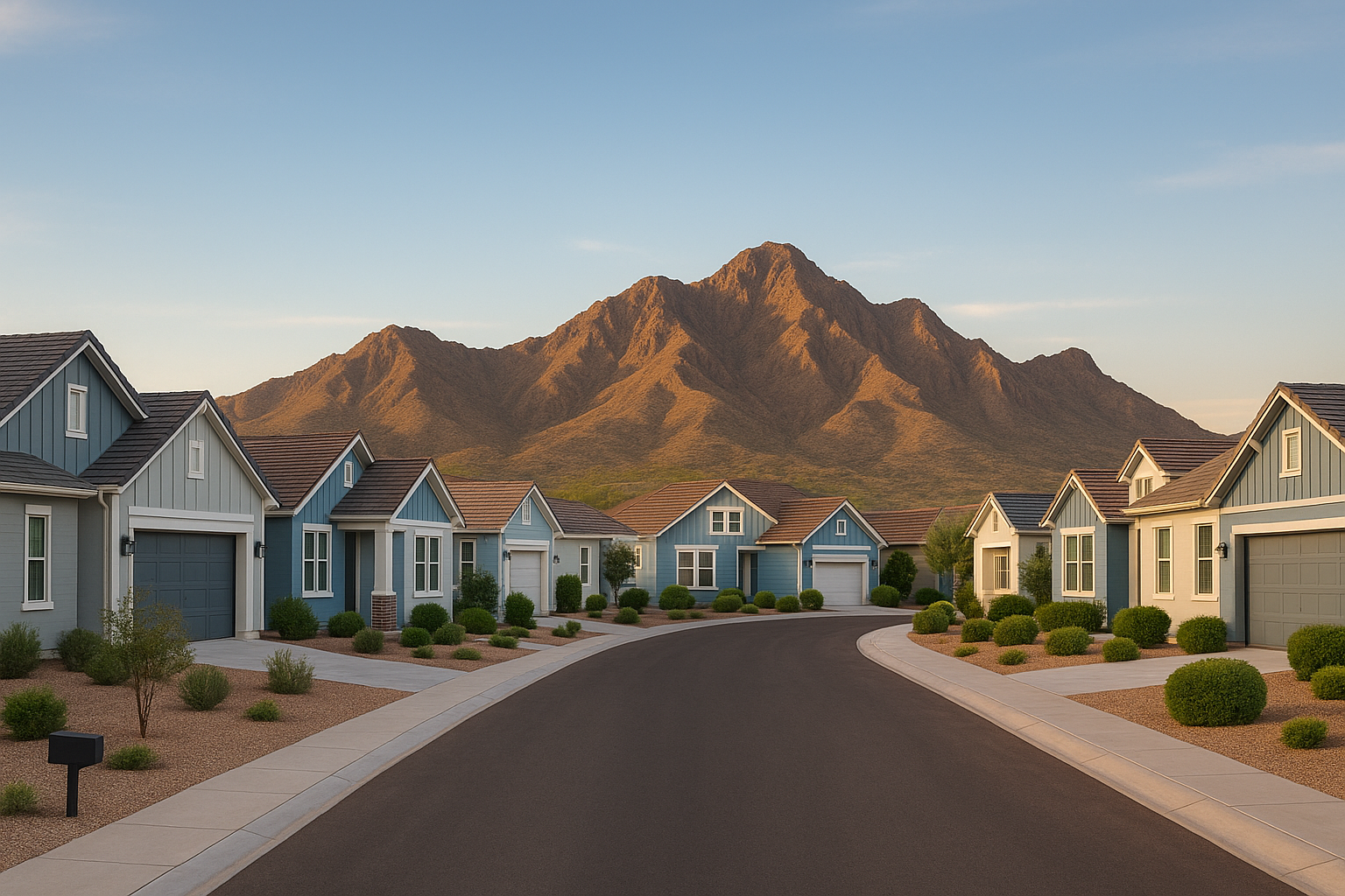 Queen Creek neighborhood with mountain views, great for VA buyers