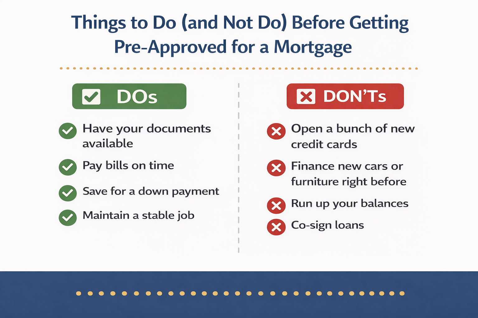 What not to do before mortgage pre-approval in Arizona
