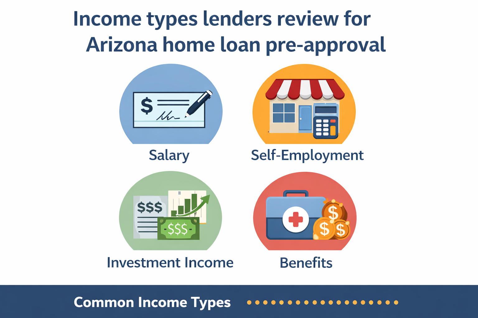 Income types lenders review for Arizona home loan pre-approval
