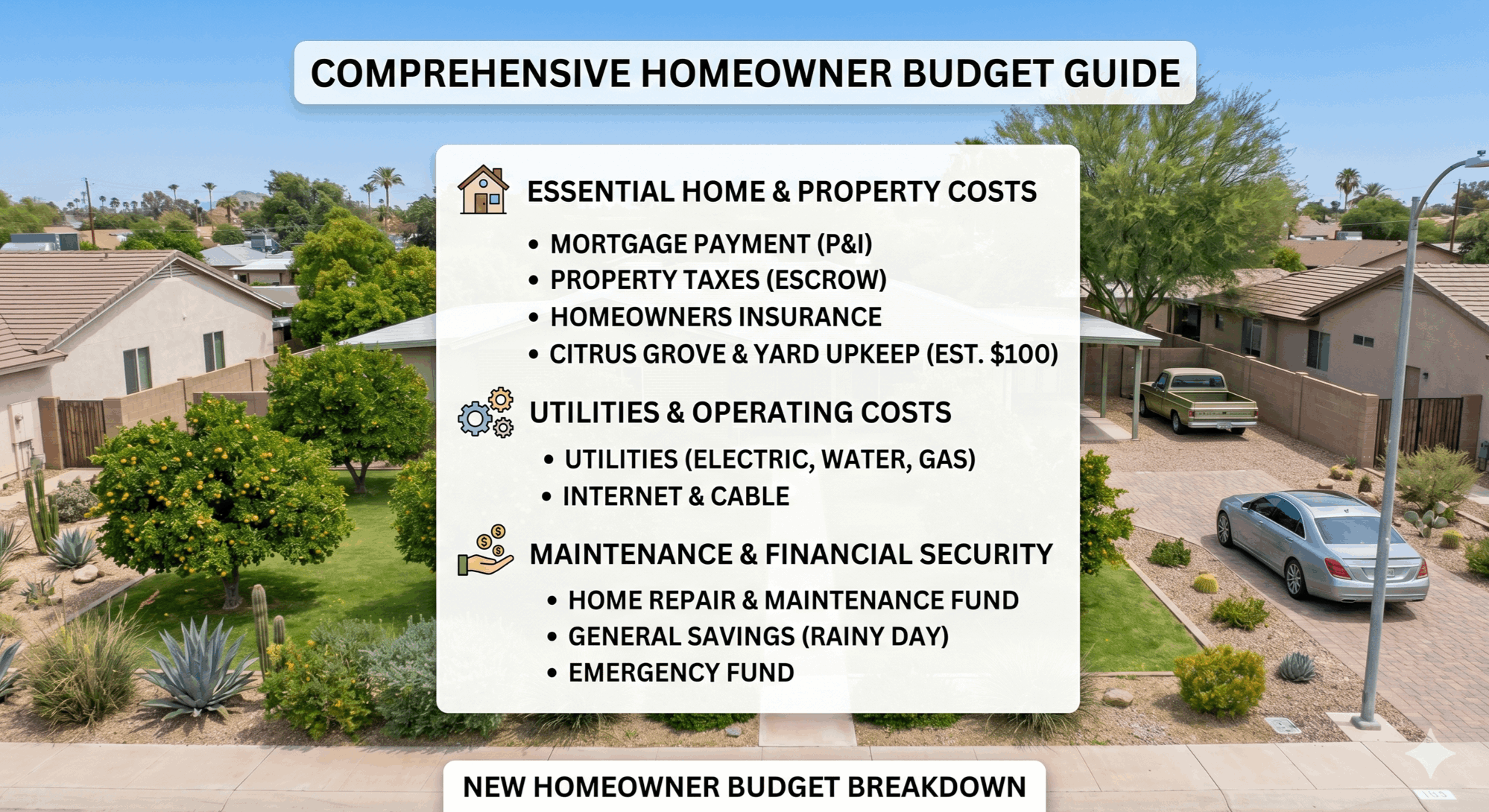 Cost of living breakdown for Mesa Arizona homeowners