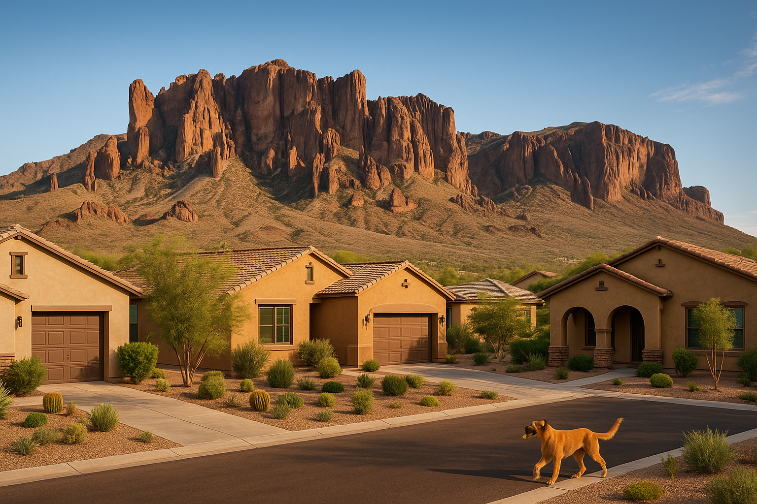 Mesa Arizona neighborhoods with mountain views and suburban layout