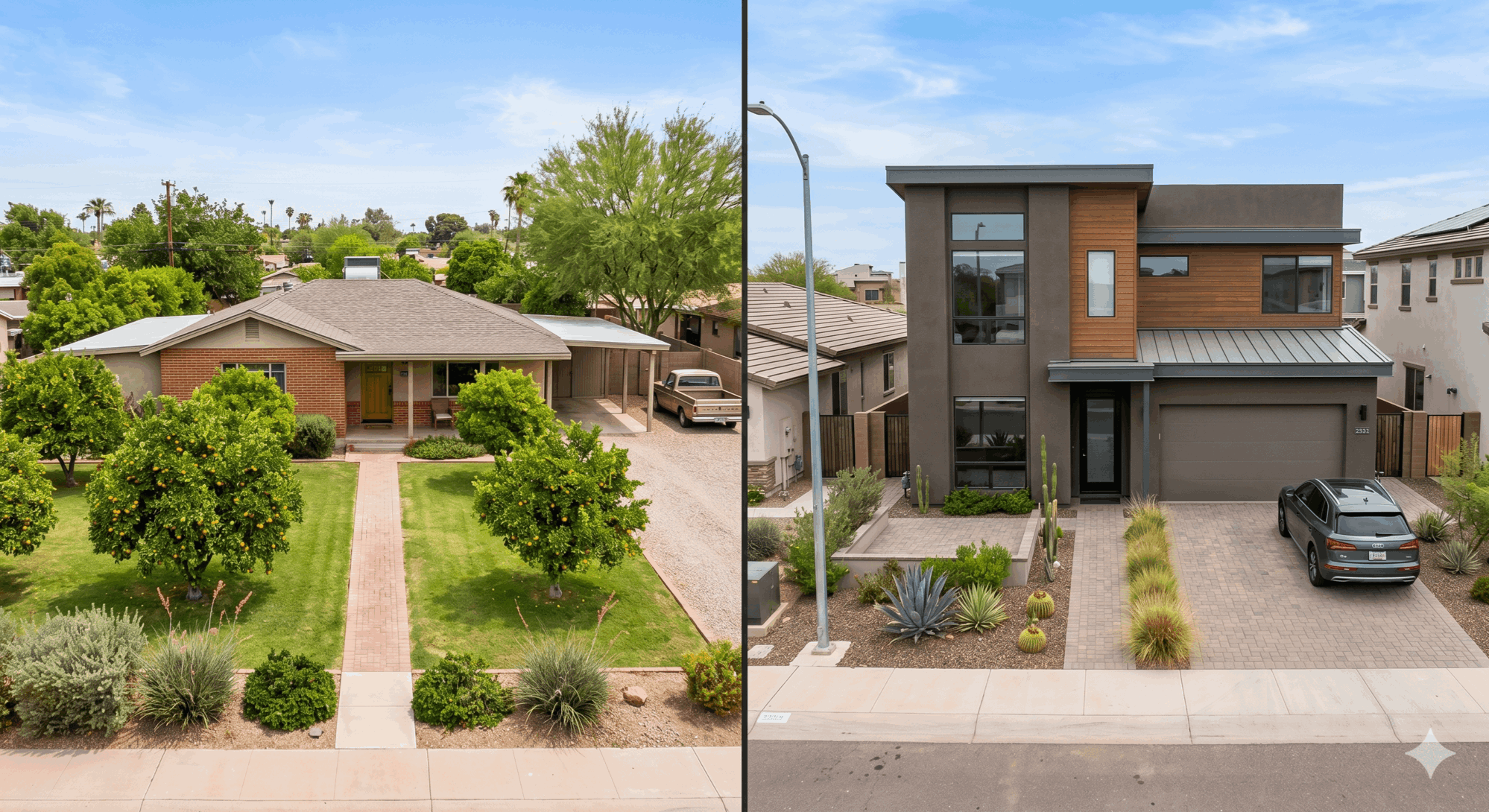 Comparison of older and newer neighborhoods in Mesa Arizona
