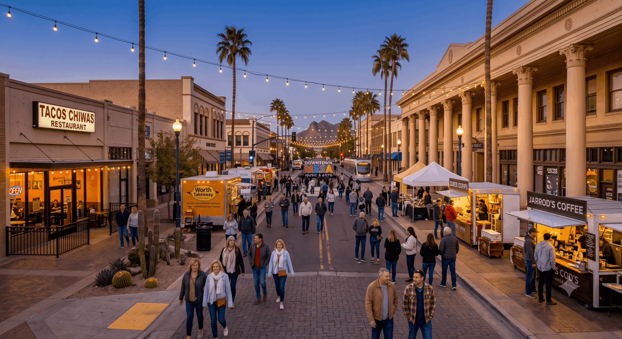 Outdoor community event in Mesa during Arizona's cooler months