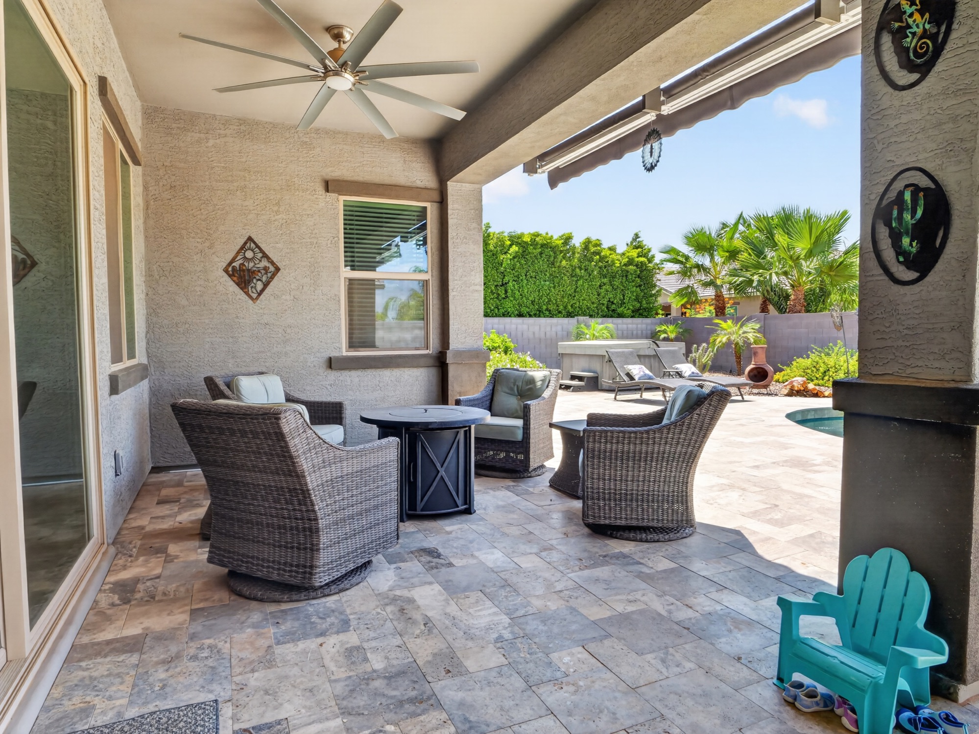 Covered patio creating afternoon shade in an East Valley backyard