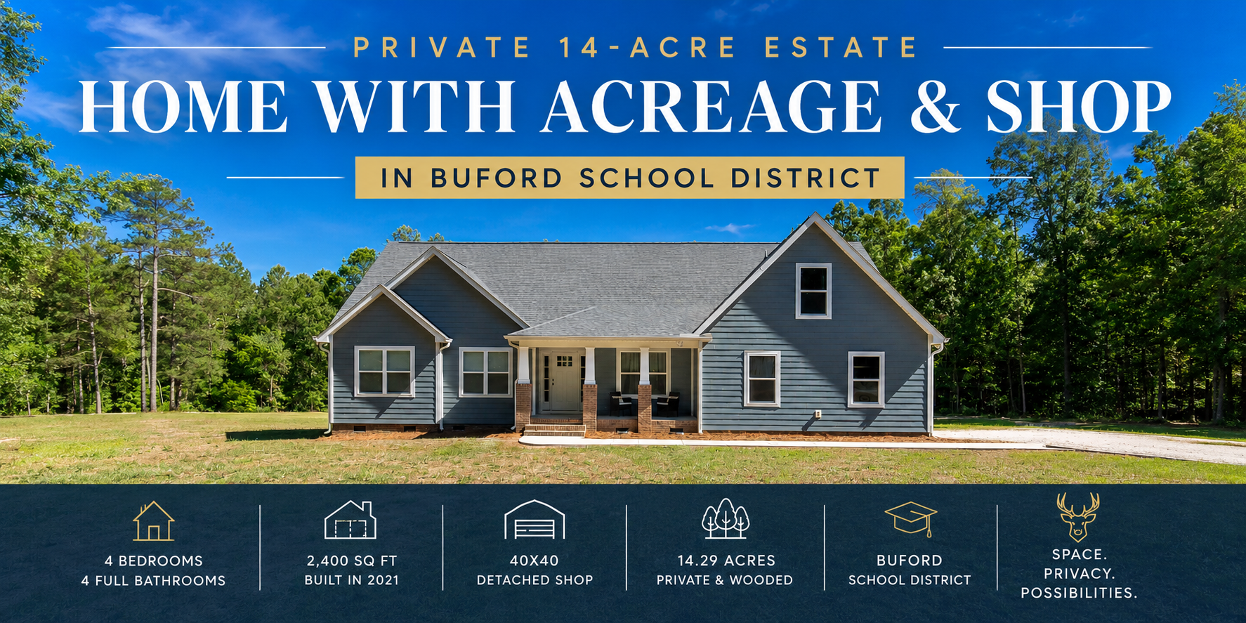 Home with 14 acres and shop
