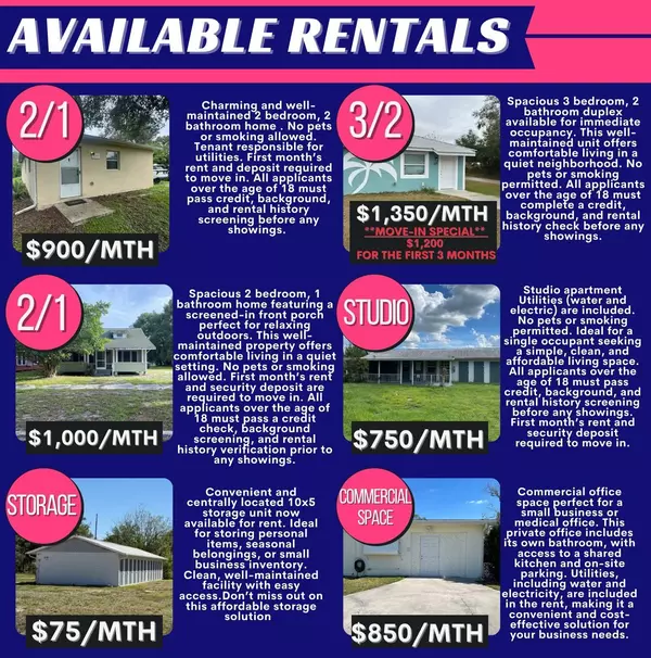 AVAILABLE RENTALS!