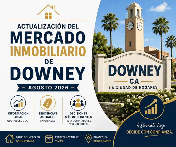 # Actualización del Mercado Inmobiliario en Downey — Agosto 2026  **Meta título sugerido (49 car):** Actualización del Mercado en Downey — Agosto 2026 **Meta descripción sugerida (148 car):** Precios 