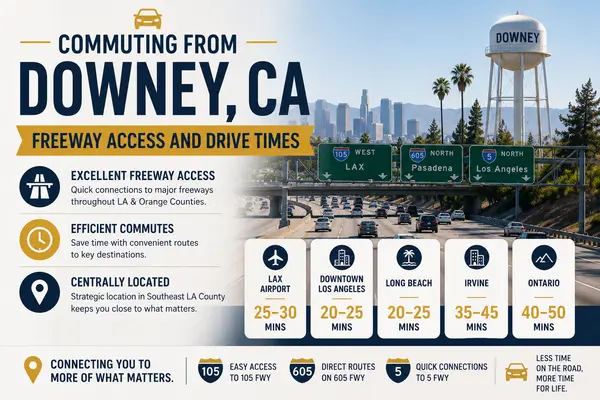 Commuting from Downey, CA - Freeway Access and Drive Times,Orlando Garcia