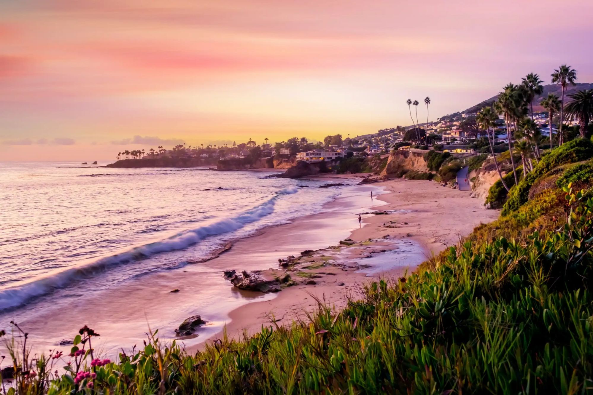 Southern California coastline at sunset