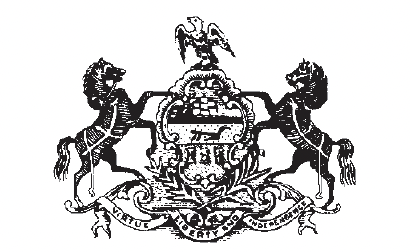 Ornate decorative state crest emblem centered at the top of the page, black line-art design