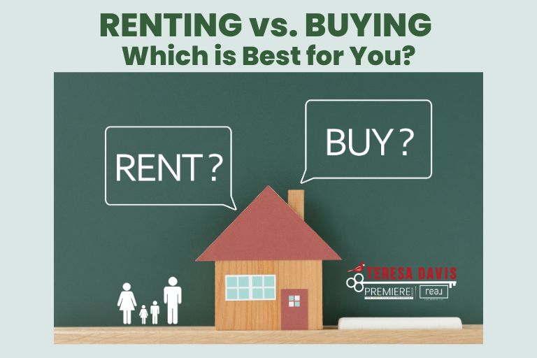 Infographic comparing renting vs buying a home in North Carolina’s Piedmont Triad — by REALTOR® Teresa Davis Homes