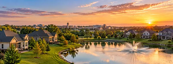 Golden-Hour Lakeside Townscape