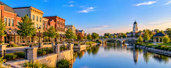 Golden-Hour Riverside Downtown