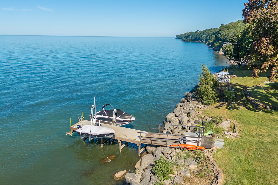 Boat dock on the Lake Ontario shoreline near Hilton, New York