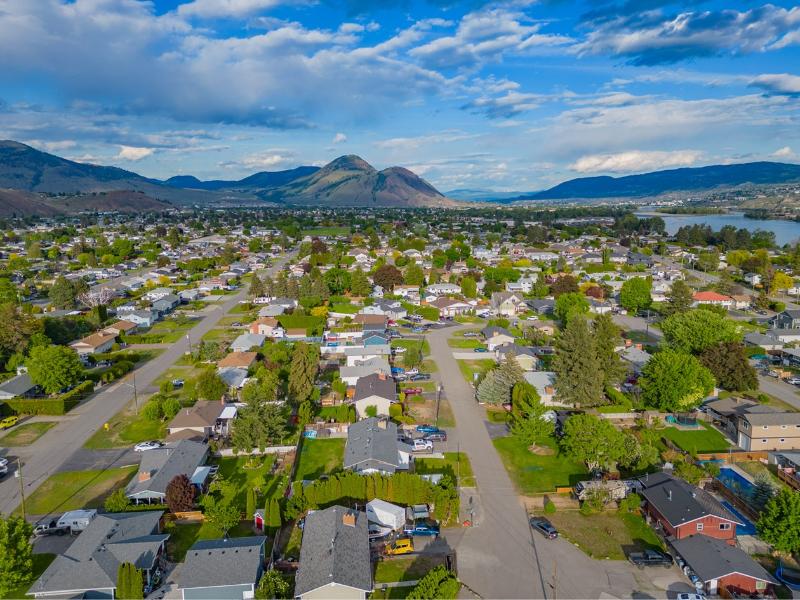 Aerial view of a city neighbourhood