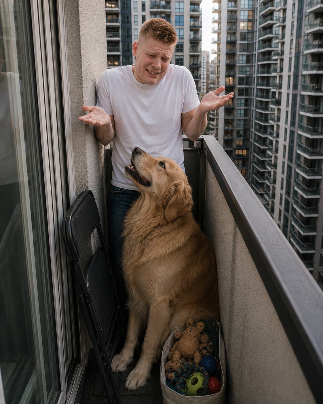Dog with no yard, stuck on a tiny balcony